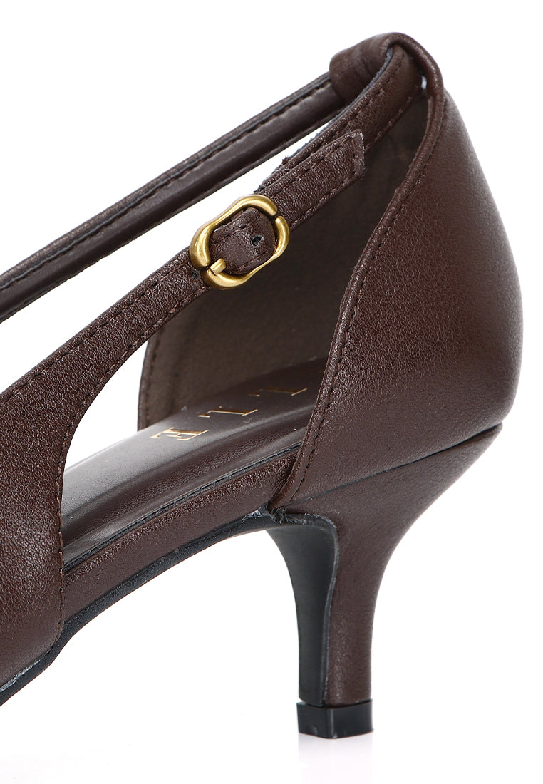 Thea Comfy Fit Microfiber Leather Heels In Espresso