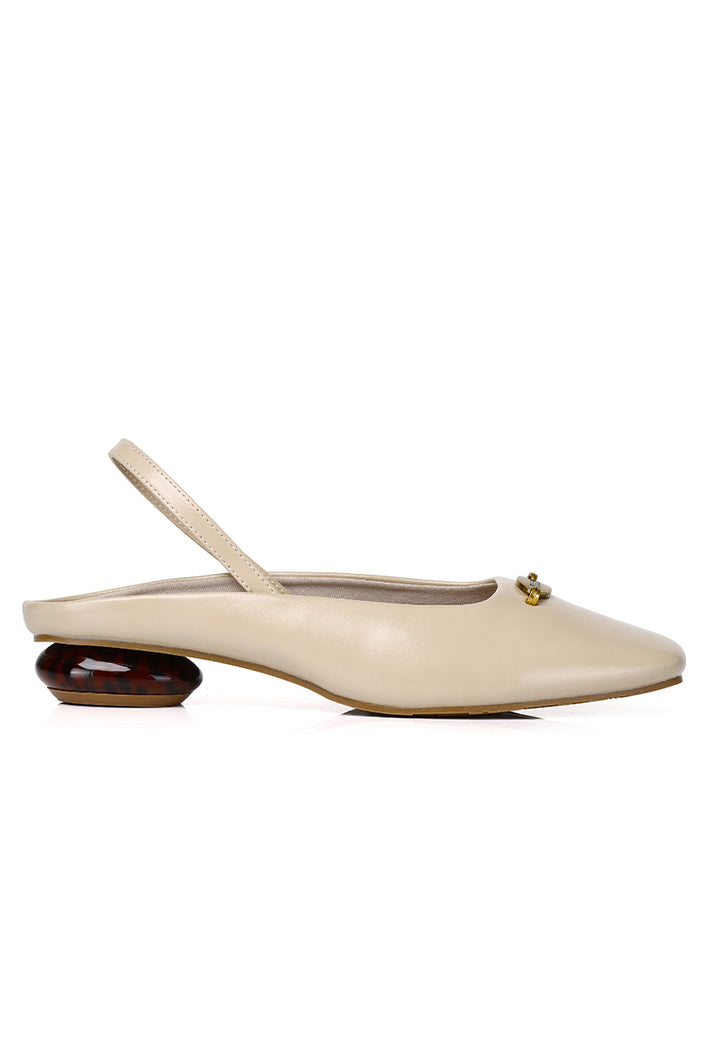 Billie Comfy Fit Footbed Microfiber Leather Heels In Almond
