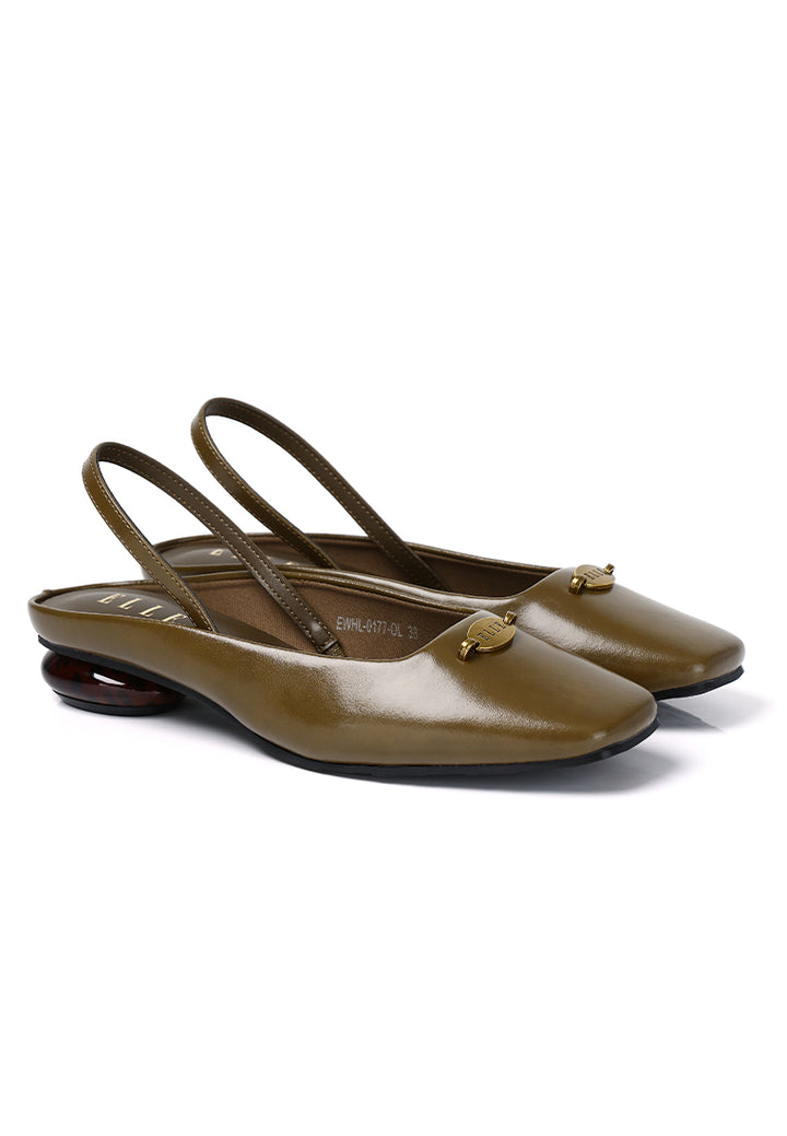 Billie Comfy Fit Footbed Microfiber Leather Heels In Olive – alternate view