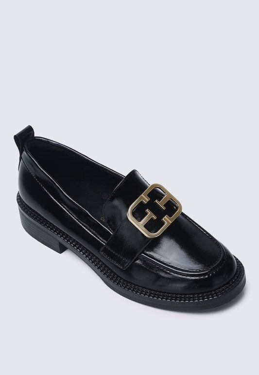 Adriene Comfy Fit Footbed Microfiber Leather Loafers In Black