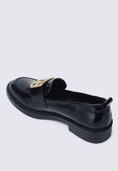 Adriene Comfy Fit Footbed Microfiber Leather Loafers In Black