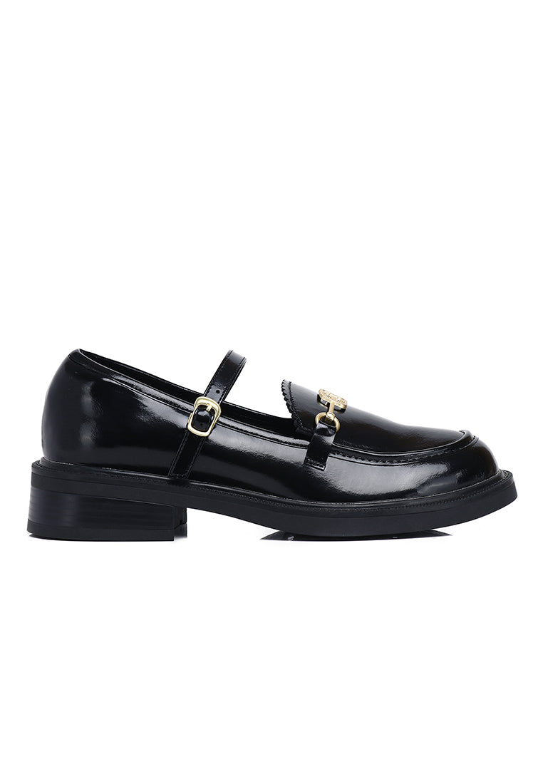 Aceline Comfy Fit Footbed Microfiber Leather Loafers In Black