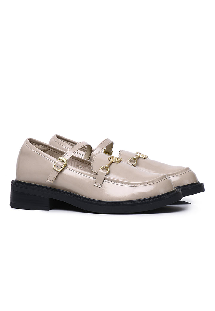 Aceline Comfy Fit Footbed Microfiber Leather Loafers In Khaki – alternate view