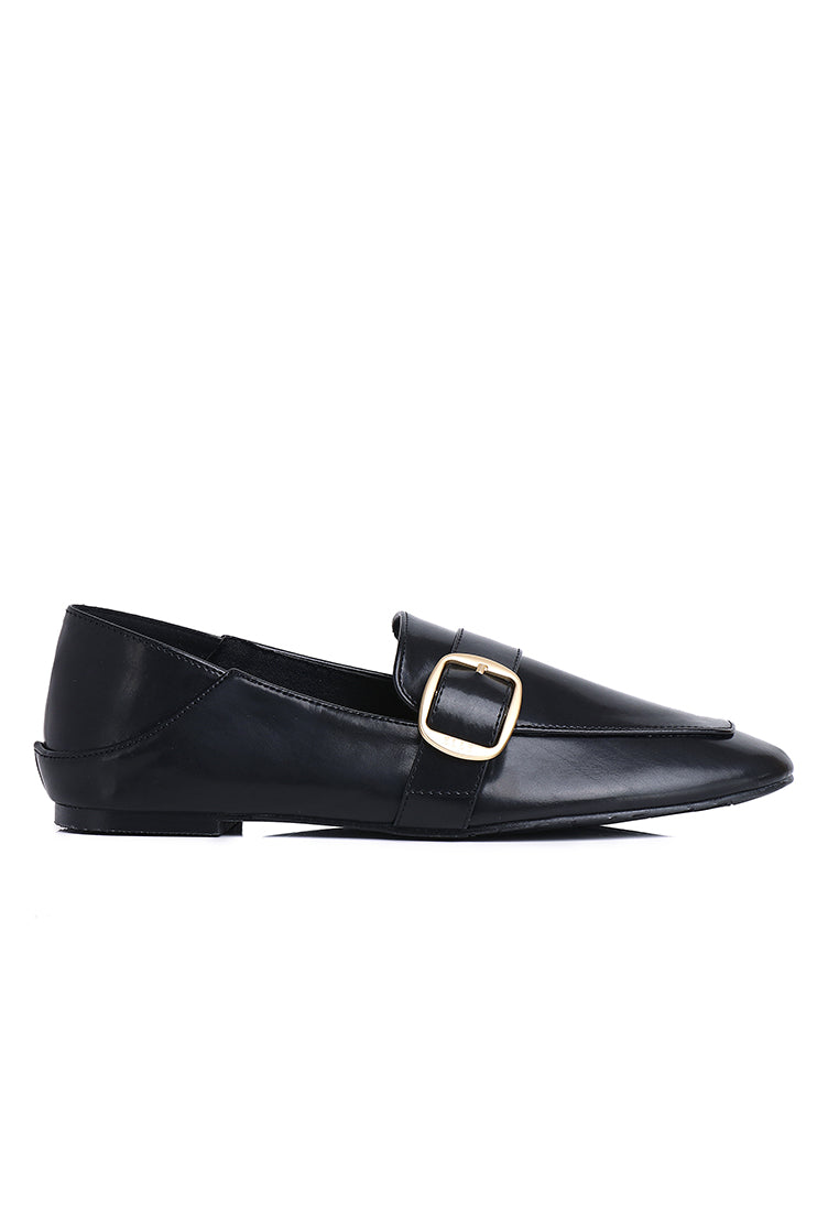 Karyne Comfy Fit Footbed Microfiber Leather Loafers In Black