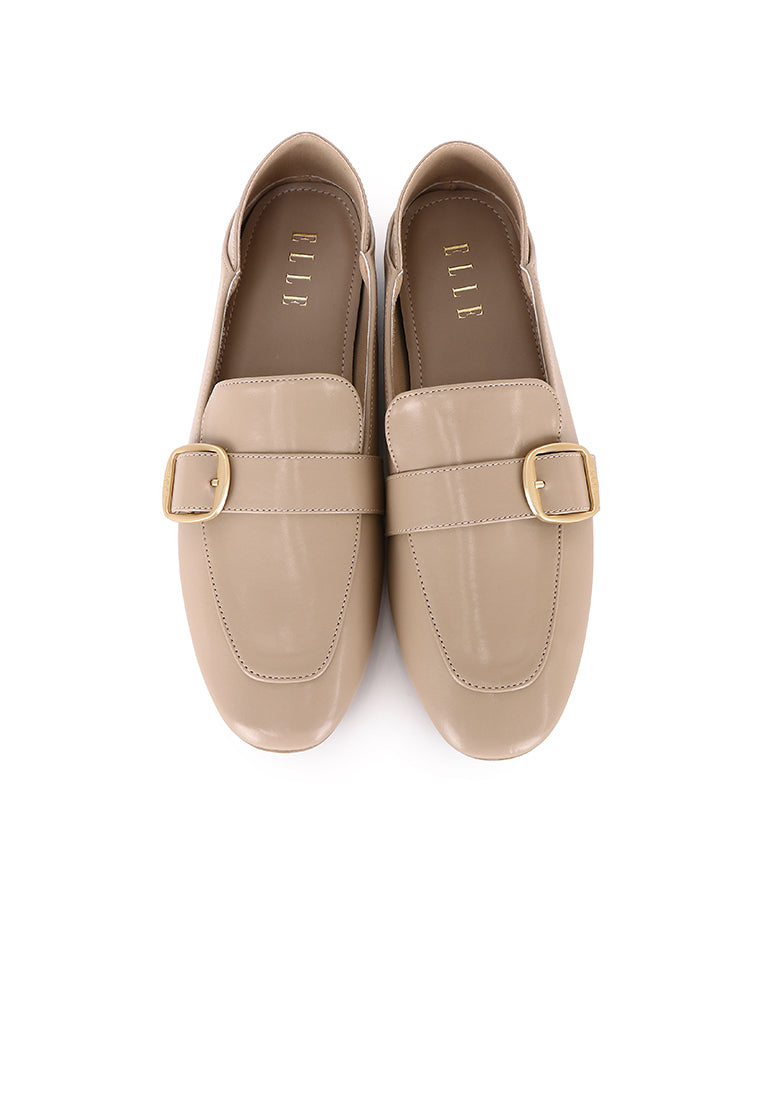 Karyne Comfy Fit Footbed Microfiber Leather Loafers In Khaki