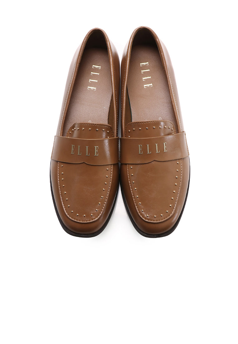 Agnes Comfy Fit Footbed Microfiber Leather Loafers In Tan