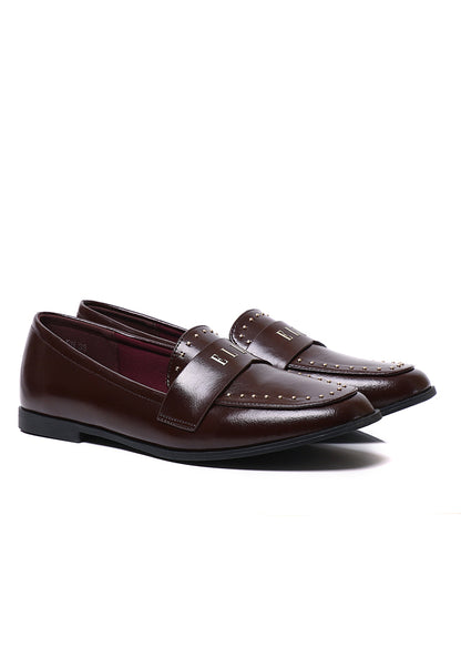 Agnes Comfy Fit Footbed Microfiber Leather Loafers In Brown