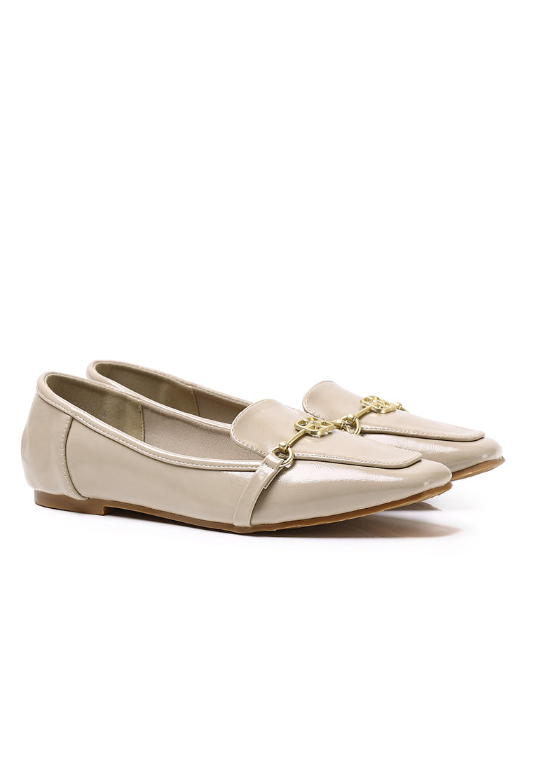 Odette Comfy Fit Footbed Microfiber Leather Loafers In Khaki