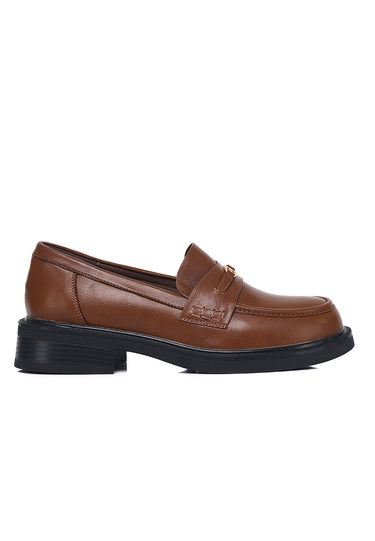 Sabine Comfy Fit Footbed Microfiber Leather Loafers In Brown