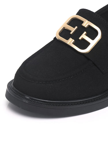 Eclipse Comfy Fit Footbed Microfiber Leather Loafers In Black