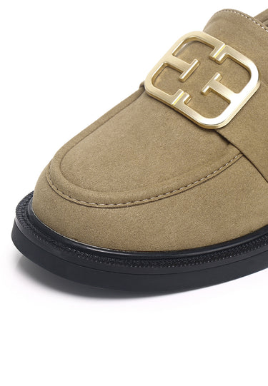 Eclipse Comfy Fit Footbed Microfiber Leather Loafers In Khaki