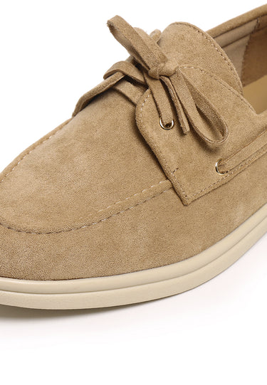 Gelato Comfy Fit Footbed Microfiber Leather Loafers In Khaki