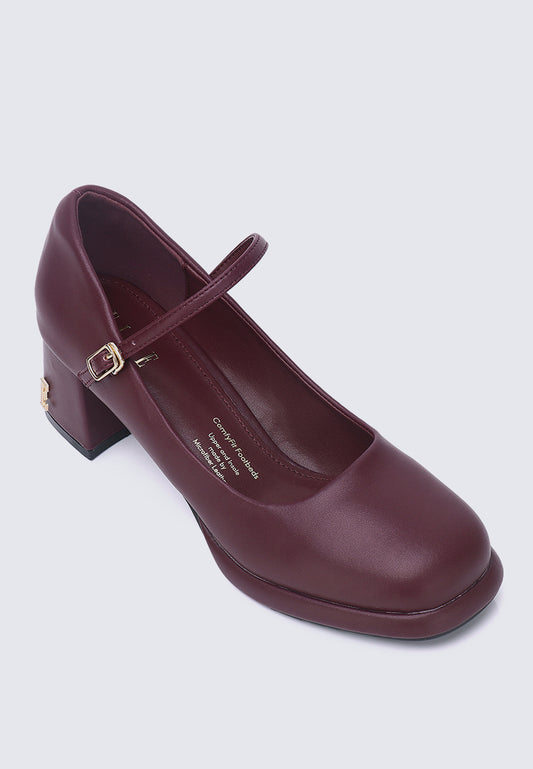Denise Comfy Fit Footbed Microfiber Leather Mary Jane In Maroon