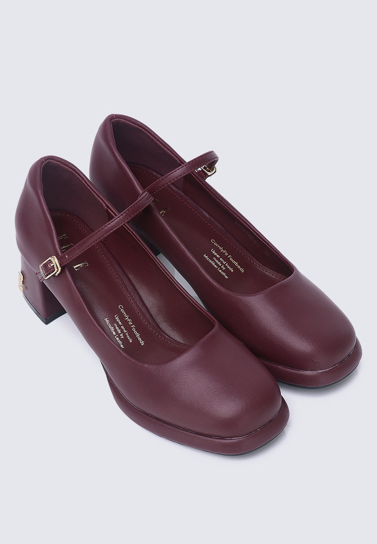 Denise Comfy Fit Footbed Microfiber Leather Mary Jane In Maroon