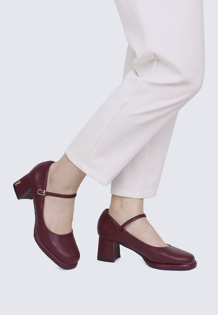 Denise Comfy Fit Footbed Microfiber Leather Mary Jane In Maroon