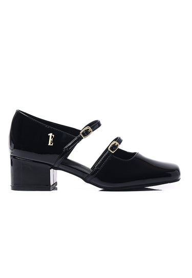 Sheena Patent Comfy Fit Footbed Microfiber Leather Mary Janes In Black