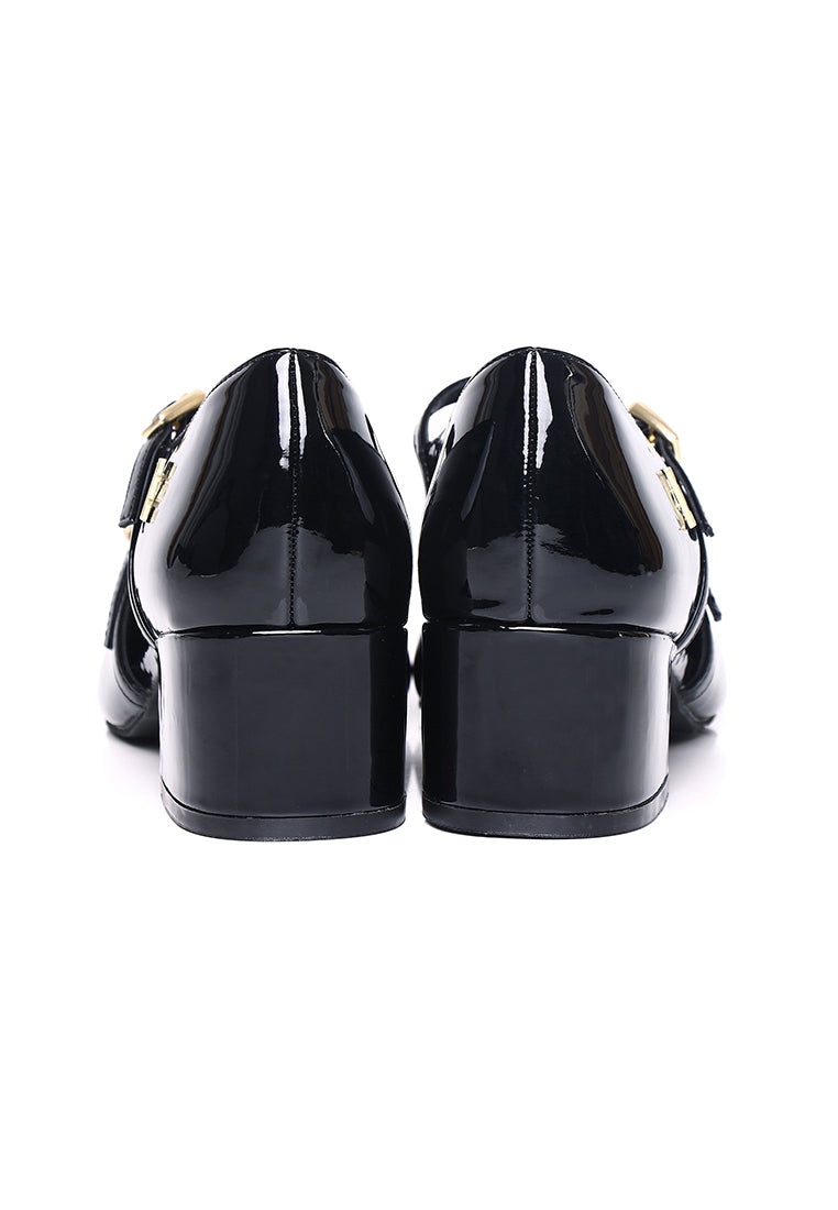 Sheena Patent Comfy Fit Footbed Microfiber Leather Mary Janes In Black