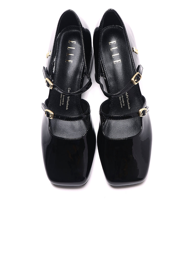 Sheena Patent Comfy Fit Footbed Microfiber Leather Mary Janes In Black