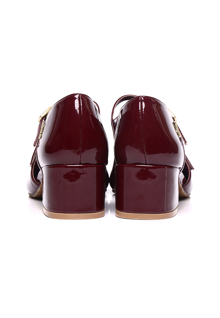 Sheena Patent Comfy Fit Footbed Microfiber Leather Mary Janes In Maroon