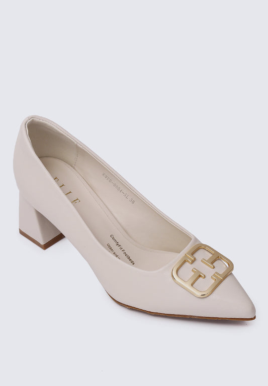 Monique Comfy Fit Footbed Microfiber Leather Pumps In Almond