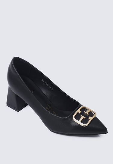 Monique Comfy Fit Footbed Microfiber Leather Pumps In Black