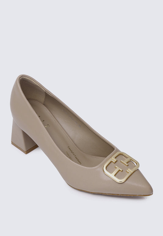 Monique Comfy Fit Footbed Microfiber Leather Pumps In Tan