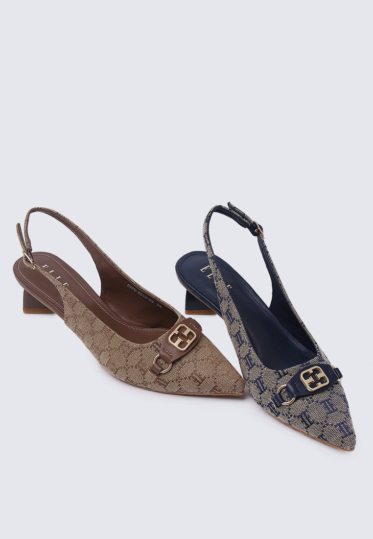Esme Comfy Fit Footbed Microfiber Leather Pumps In Brown