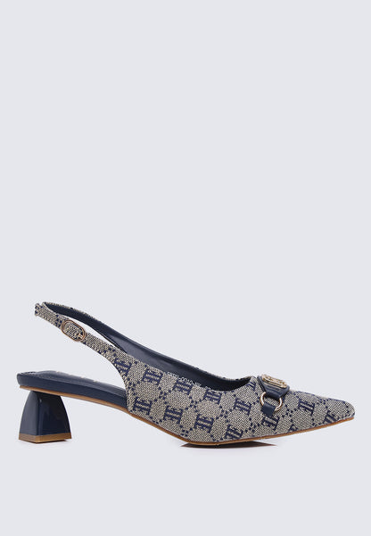 Esme Comfy Fit Footbed Microfiber Leather Pumps In Navy