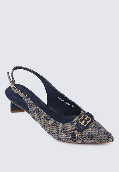 Esme Comfy Fit Footbed Microfiber Leather Pumps In Navy