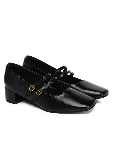 Lena Comfy Fit Footbed Microfiber Leather Pumps In Black
