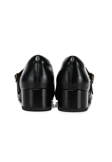 Lena Comfy Fit Footbed Microfiber Leather Pumps In Black