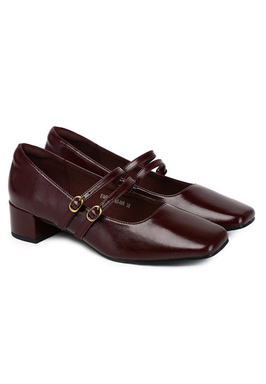 Lena Comfy Fit Footbed Microfiber Leather Pumps In Maroon