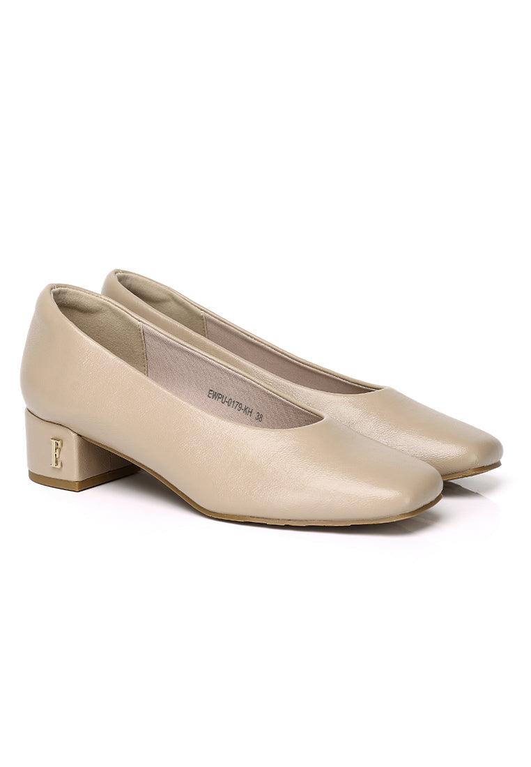 Sammi Comfy Fit Footbed Microfiber Leather Pumps In Khaki