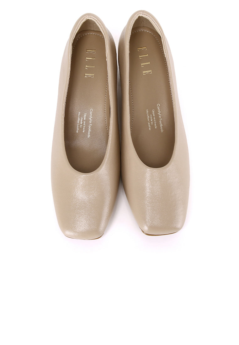 Sammi Comfy Fit Footbed Microfiber Leather Pumps In Khaki