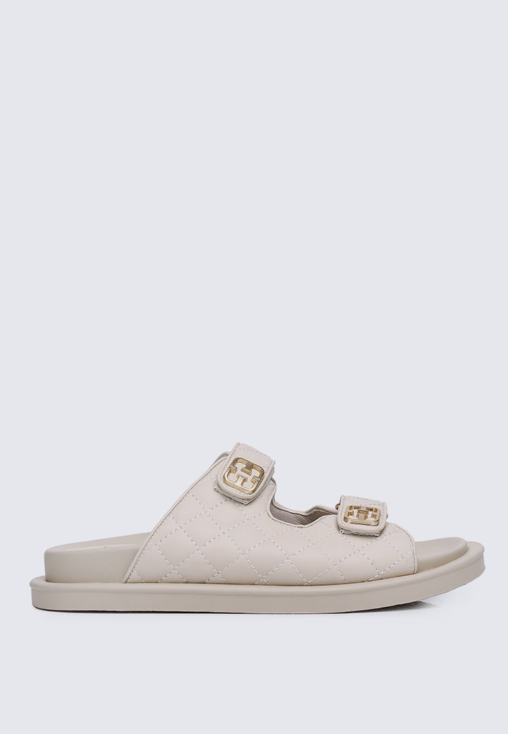 Gisele Comfy Fit Footbed Microfiber Leather Sandals In Almond