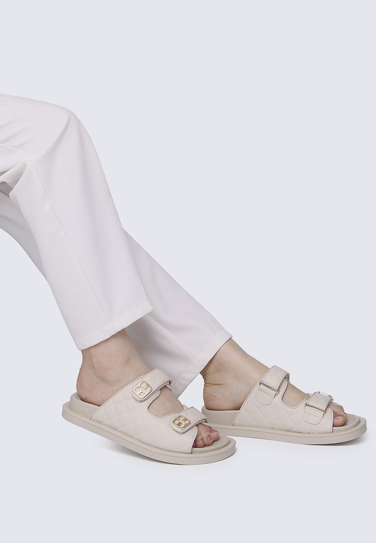 Gisele Comfy Fit Footbed Microfiber Leather Sandals In Almond