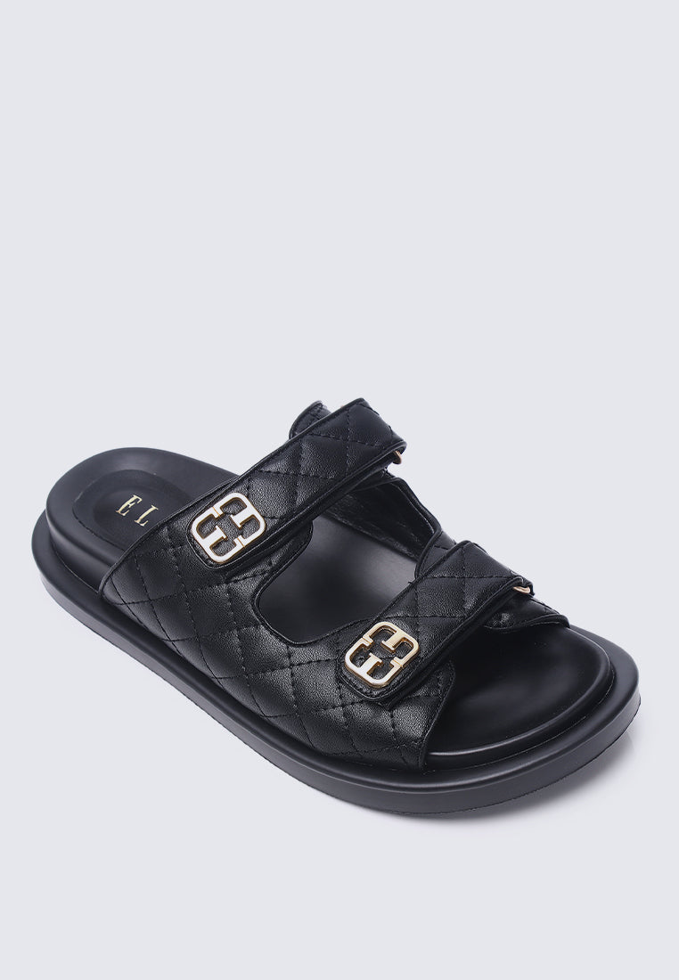 Gisele Comfy Fit Footbed Microfiber Leather Sandals In Black