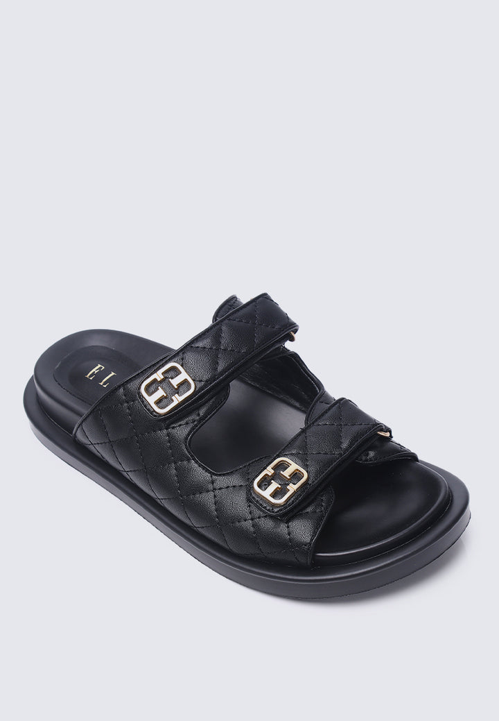 Gisele Comfy Fit Footbed Microfiber Leather Sandals In Black – alternate view
