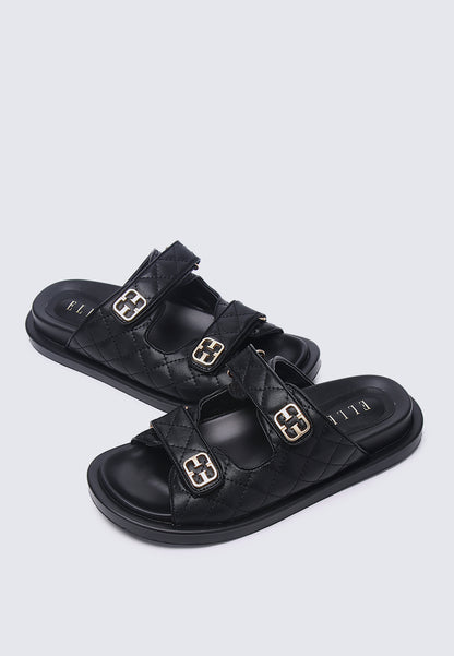 Gisele Comfy Fit Footbed Microfiber Leather Sandals In Black