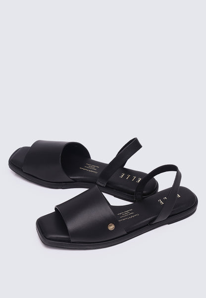 Estelle Comfy Fit Footbed Microfiber Leather Sandals In Black