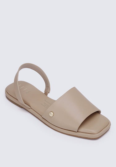 Estelle Comfy Fit Footbed Microfiber Leather Sandals In Nude