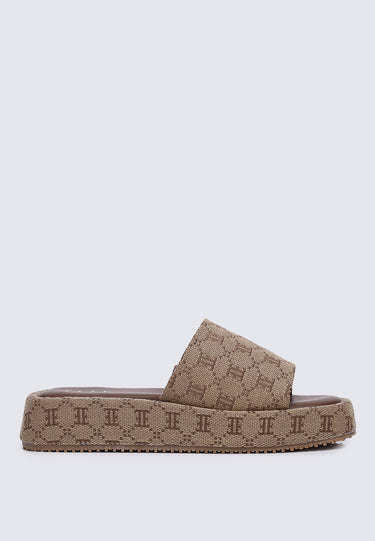 Elea Comfy Fit Footbed Microfiber Leather Sandals In Brown