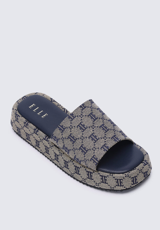 Elea Comfy Fit Footbed Microfiber Leather Sandals In Navy