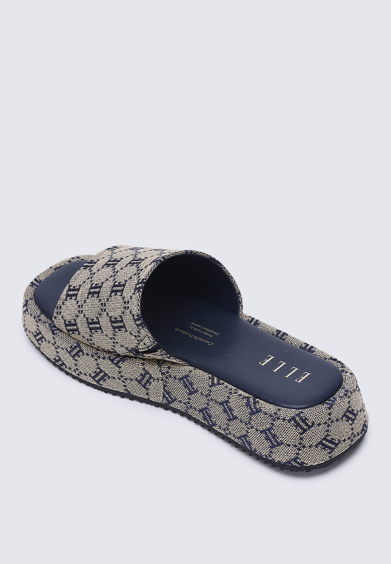 Elea Comfy Fit Footbed Microfiber Leather Sandals In Navy