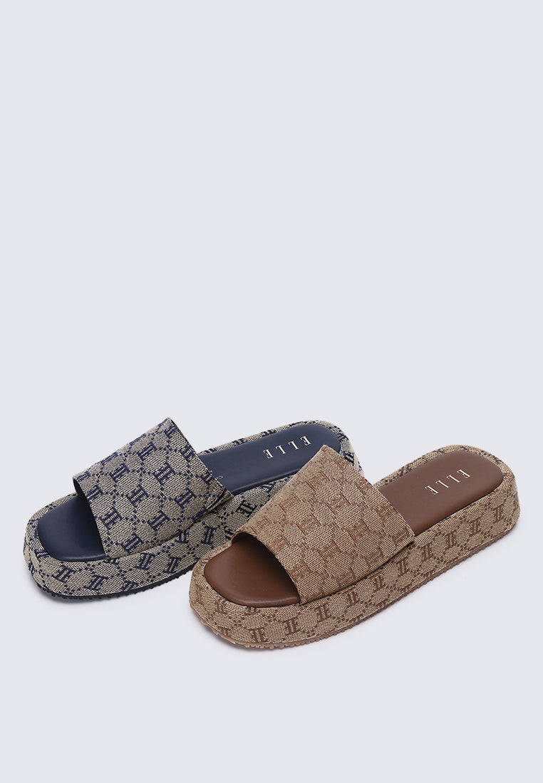 Elea Comfy Fit Footbed Microfiber Leather Sandals In Navy