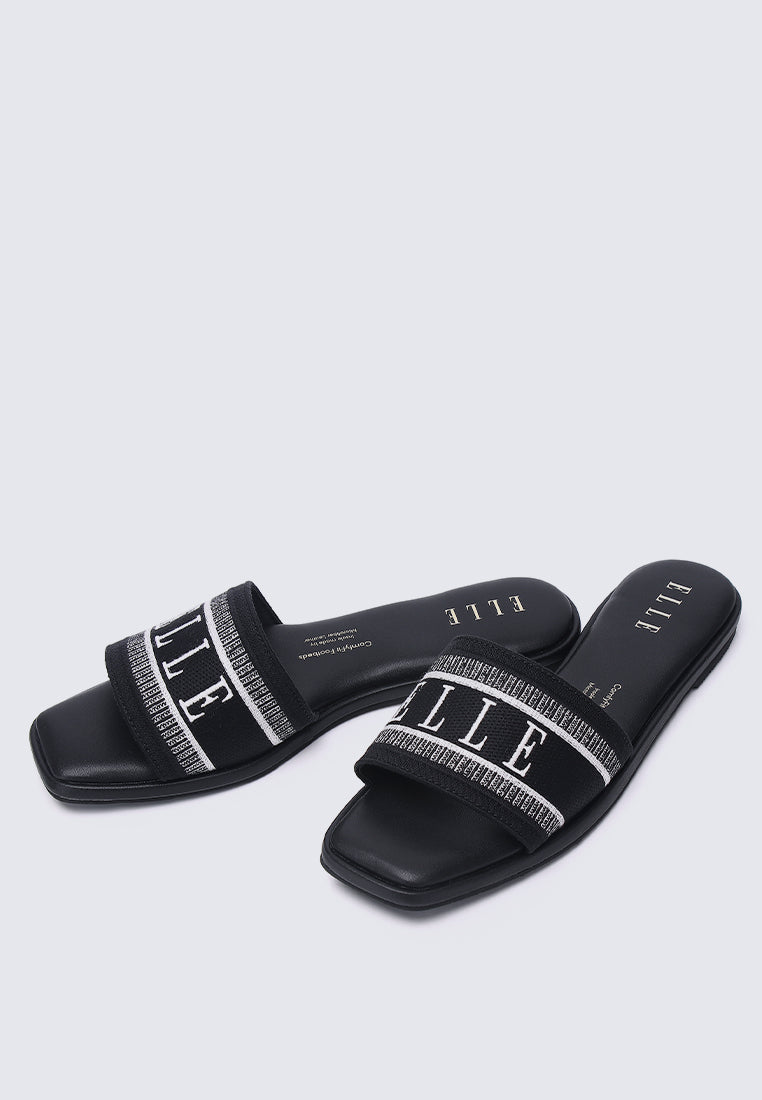 Renee Comfy Fit Footbed Microfiber Leather Sandals In Black elleshoes.my