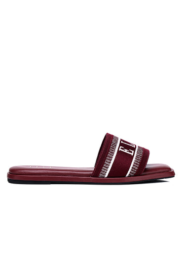 Renee Comfy Fit Footbed Microfiber Leather Sandals In Maroon