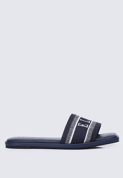 Renee Comfy Fit Footbed Microfiber Leather Sandals In Navy