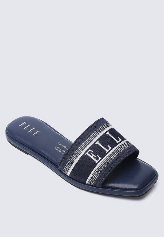 Renee Comfy Fit Footbed Microfiber Leather Sandals In Navy
