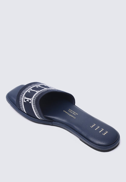 Renee Comfy Fit Footbed Microfiber Leather Sandals In Navy